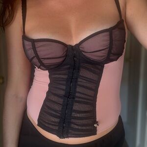 Moschino Vintage Black and Pink Sheer Bustier